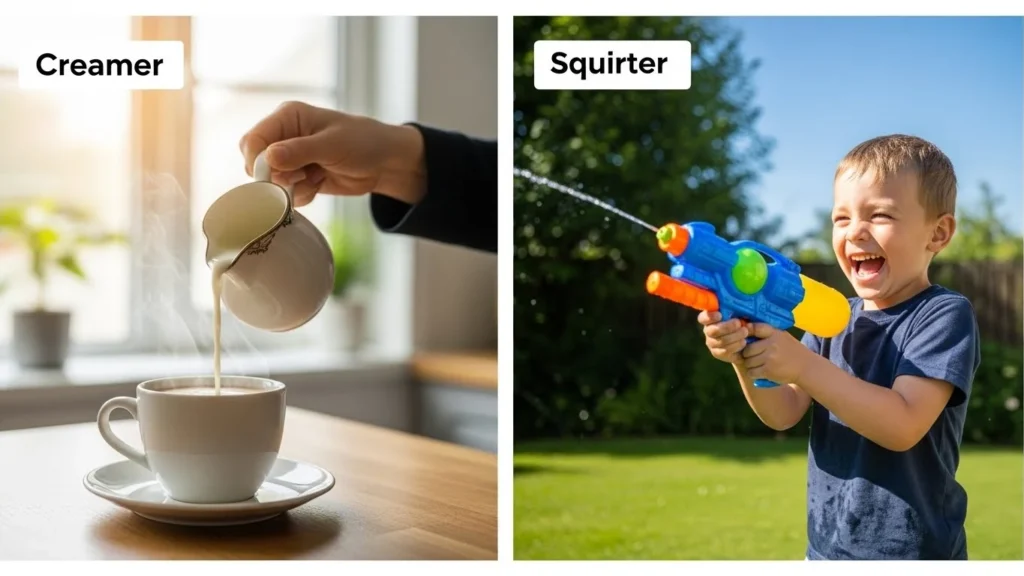 Creamer or Squirter in Everyday Examples