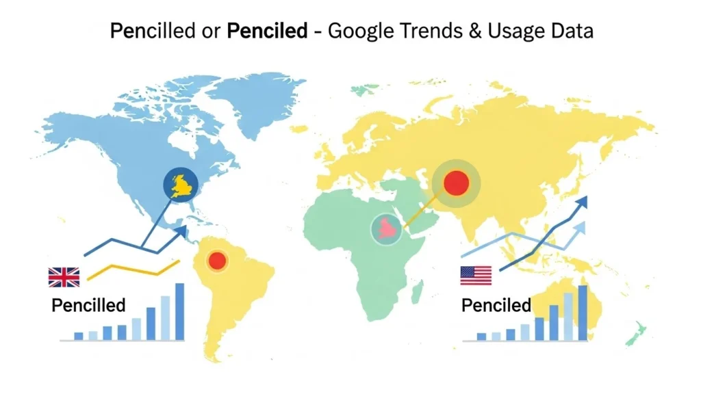 Pencilled or Penciled – Google Trends & Usage Data