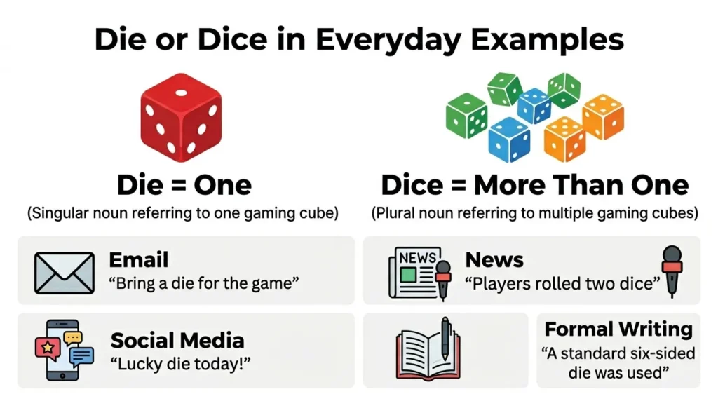 Die or Dice in Everyday Examples